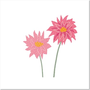 Coral Pink Gerbera in Colorist style Posters and Art